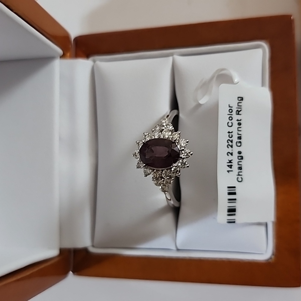 Color Change Garnet and Diamond Ring